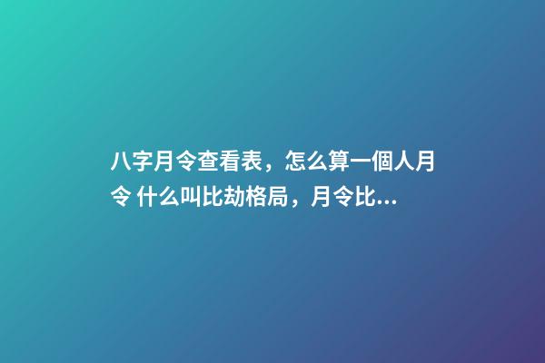 八字月令查看表，怎么算一個人月令 什么叫比劫格局，月令比劫定格局，八字得月令表-第1張-觀點-玄機派